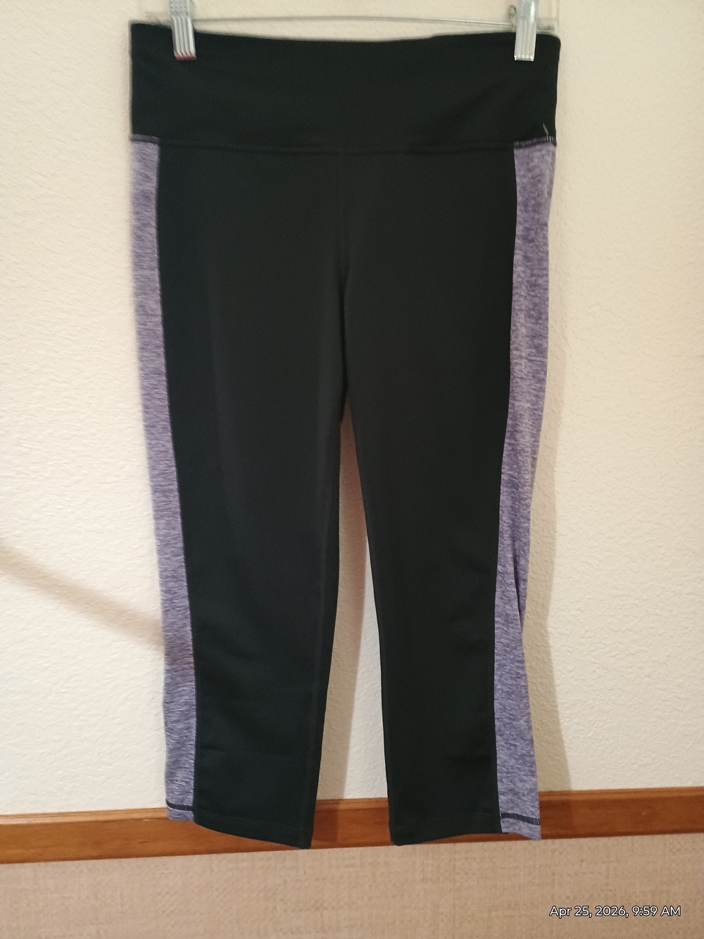 Ideology Black Leggings with Purple Side Panels